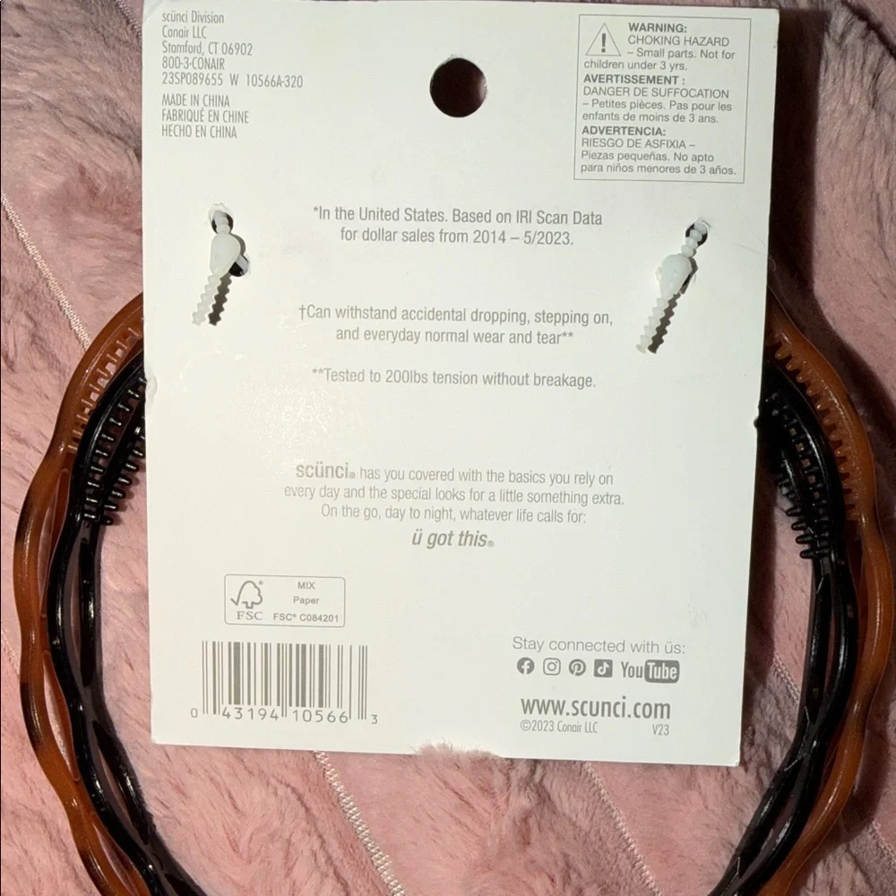 scunci Unbreakable Collection Headbands - Black‎ and Brown